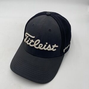 Titleist ProV1 Footjoy Tour Logos Stretch Fitted Medium Large Black Gray Mesh